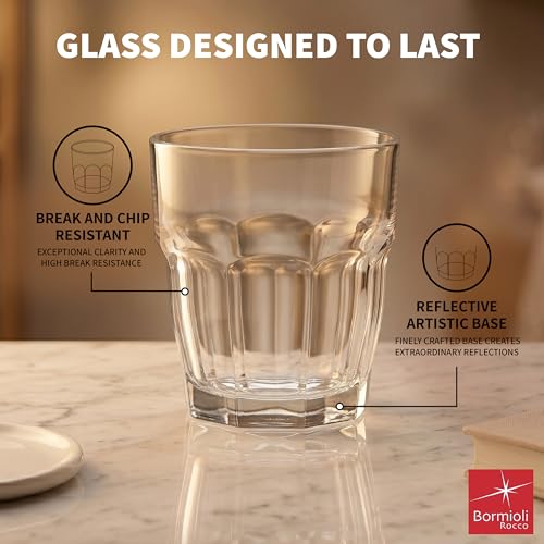 Stackable Rocks Glasses Set - 9.25 Oz Tempered Glass for Cocktails