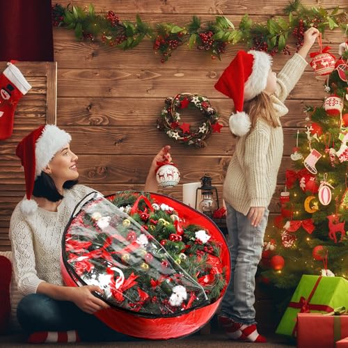 Aliceset Red Wreath Storage Bags 36 x 36 x 7.8 Inches - Pack of 4