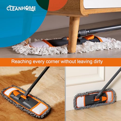 Microfiber Dust Mop for Floor Cleaning with 3 Washable Pads, 55-Inch Handle