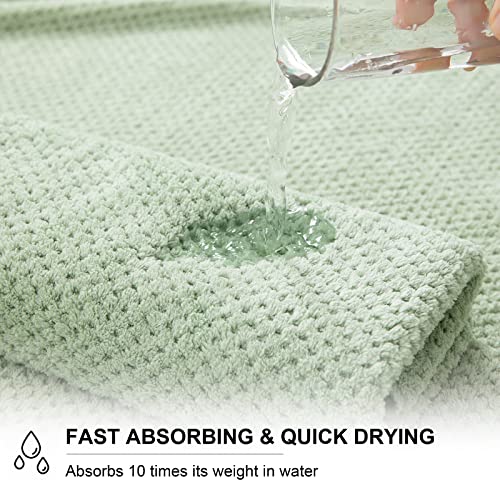 Smuge Green 8-Piece Bath Towel Set - Extra Large, Soft & Absorbent, Quick-Dry Waffle Weave