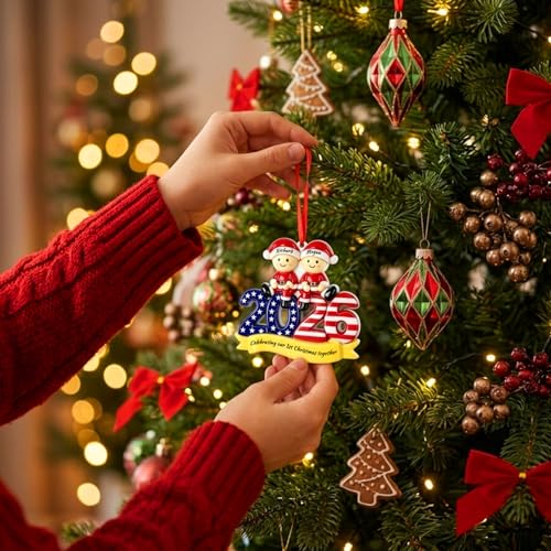 Personalized Family Christmas Ornament - Family of 1 - Patriotic 2026 Holiday Decor