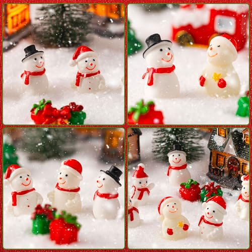 FFNIU 72Pcs Mini Snowman Figurines - SnowmanFigurines72Pcs 6 Styles Resin Christmas Decor