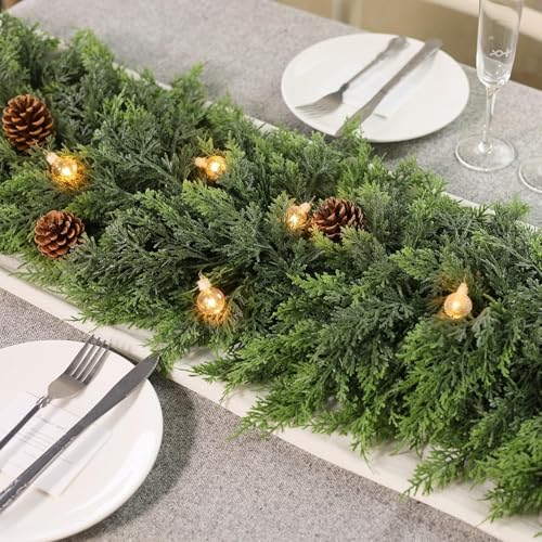 YXZZWL 6FT Artificial Cedar Garland for Fireplace & Home Decor, Lush Holiday Wreath