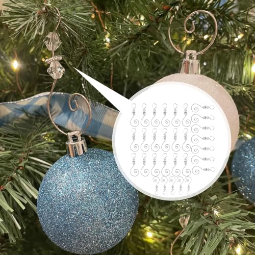 30-Piece Crystal Beaded Christmas Ornament Hooks - S-Shaped Wire Hangers