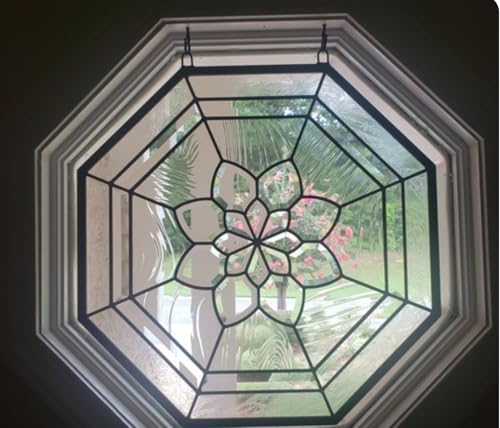 20" x 20" Beveled Clear Stained Glass Hanging Window Panel