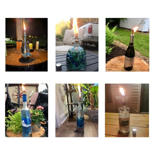 DIY Wine Bottle Torch Kit 8 Pack - 13.7 Inch Wicks & Brass Mounts
