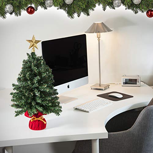 18-Inch Mini Christmas Tree with Star Treetop – Small Artificial Tree for Tabletop & Desk Decor