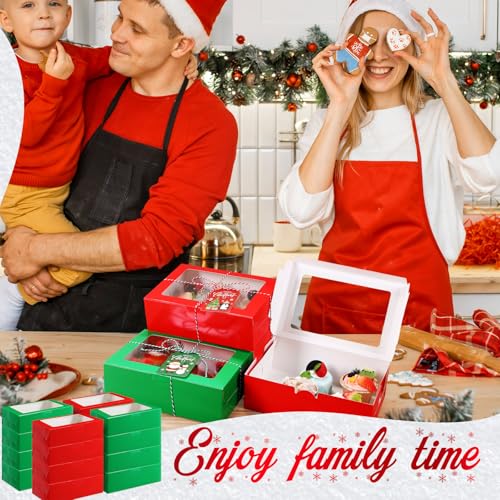 100 Pack Large Christmas Cookie Boxes with Window 9x6x3in – Maxcheck Bulk Gift Boxes
