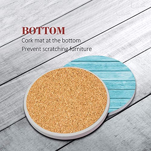 Ceramic Drink Coasters Set of 6 with Cork Non-Slip Base & Metal Holder