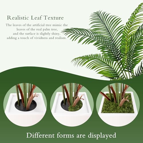 6FT Artificial Palm Tree in White Planter - Realistic Indoor Decor