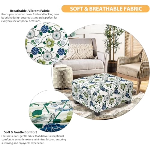 Stretch Ottoman Cover - Medium Printed Slipcover for Footstools