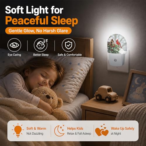 Axxitude Cardinal Christmas Night Light with Dusk to Dawn Sensor, Plug-In Bedroom & Home Decor