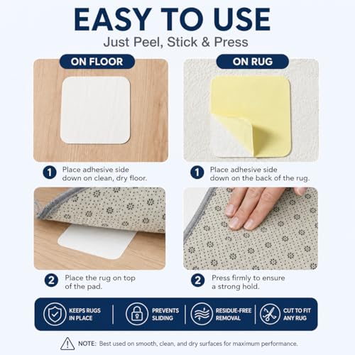Non-Slip Rug Grippers - Washable & Reusable Carpet Tape for Hardwood Floors