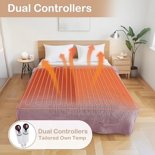 Queen Size Electric Heated Blanket with Dual Control & 9 Settings