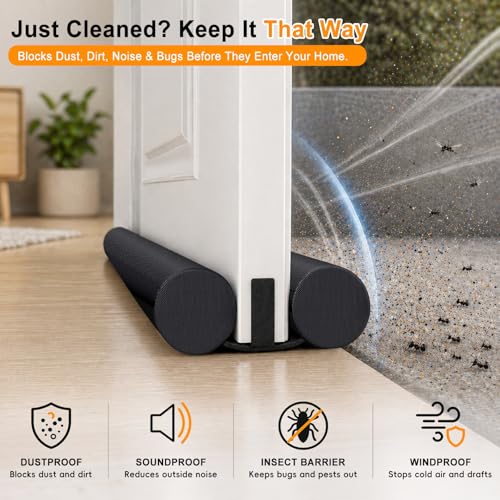 Under Door Draft Stopper for 30–36 Inch Doors with Hook & Loop Fastener