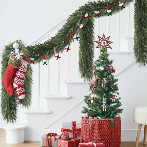 Montekin 2 Pcs 6ft Real Touch Norfolk Pine Christmas Garland (Variation 2)