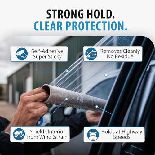 Temporary Car Window Cover Wrap - 17.5 in x 6 Ft Waterproof Film