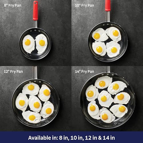 12-Inch Nonstick Frying Pan - Heavy-Gauge Aluminum Skillet with Red Grip
