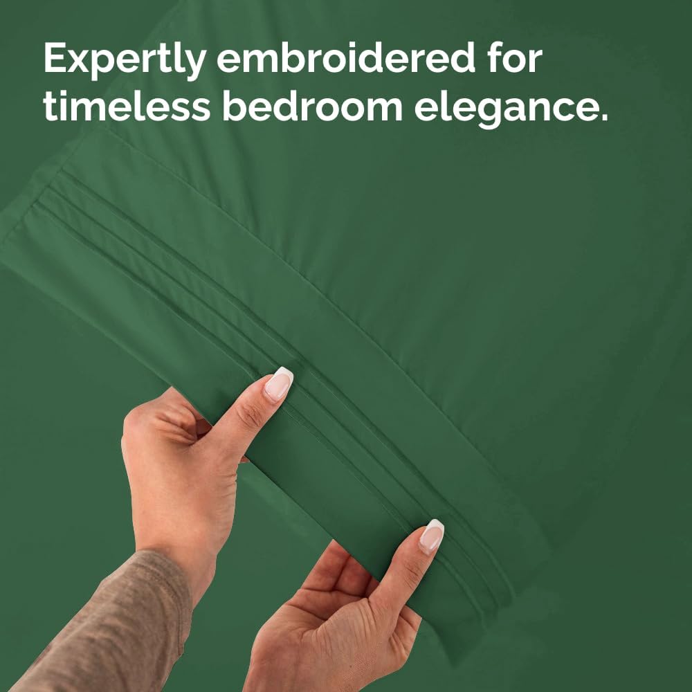 Skiennix Standard Pillow Cases Set of 2 | Ultra-Soft Hotel Quality, Wrinkle-Free, Emerald Green