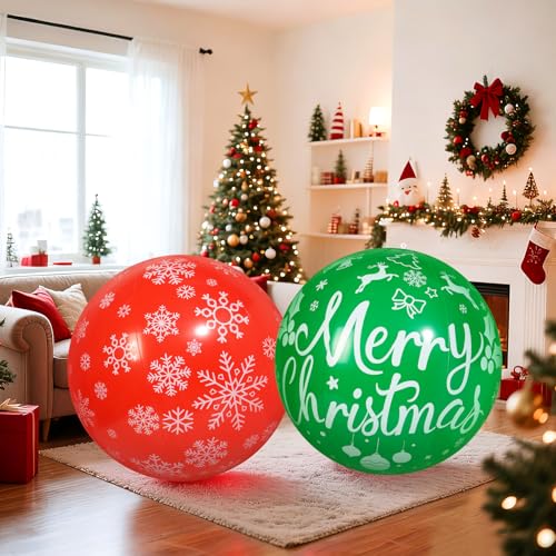 Wlicon 32 Inch Christmas Inflatable Balls Set Outdoor Holiday Decor