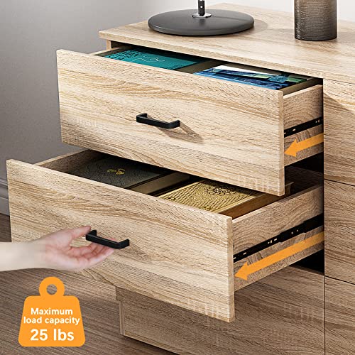 Modern 6-Drawer Wood Dresser - Large Storage Chest for Bedroom and Living Room