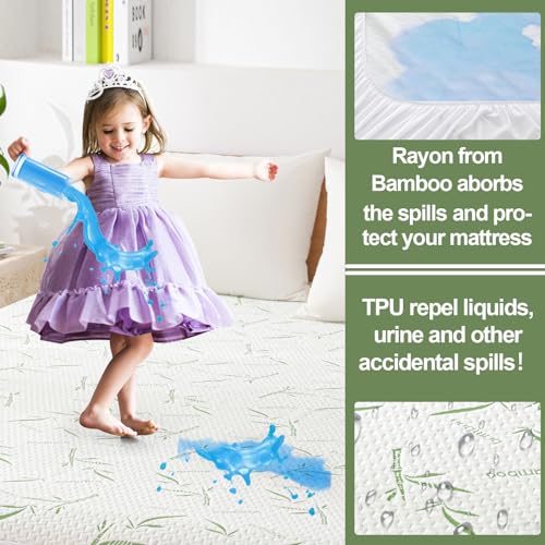 Softhour Twin XL Waterproof Bamboo Mattress Protector - Deep Pocket 5-21 Inch