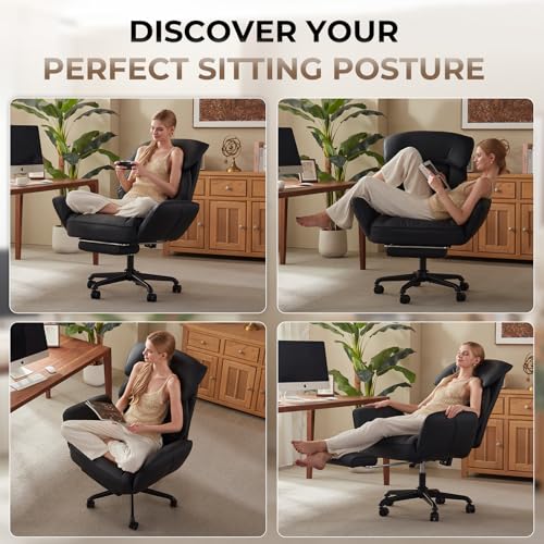 Reclining Cross Legged Office Chair with Pivoting Armrests & Pocket Spring