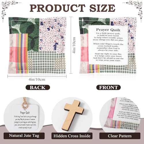 6-Pack Prayer Quilt Squares with Cross & Organza Bags - Christian Gifts