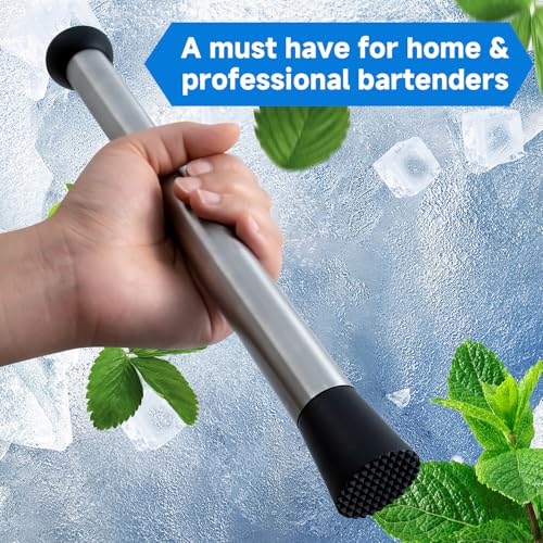 Lexenic Double-Head Stainless Steel Cocktail Muddler 12.6 inch Bar Tool