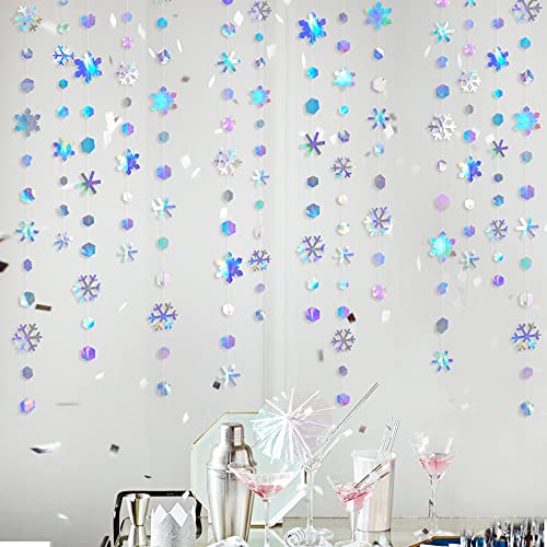 Pink Blume Iridescent Snowflake Garland - Winter Wonderland Party Decorations