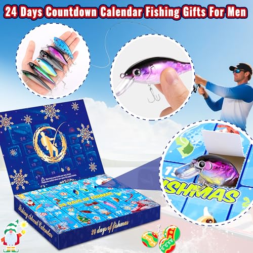 Fishing Advent Calendar 2026 - 24 Days Christmas Countdown Lures Set