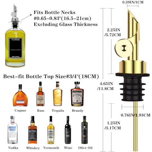 Lubise 4-Pack Stainless Steel Oil & Liquor Dispenser Spouts — Auto-Open Flip Top for Bottles