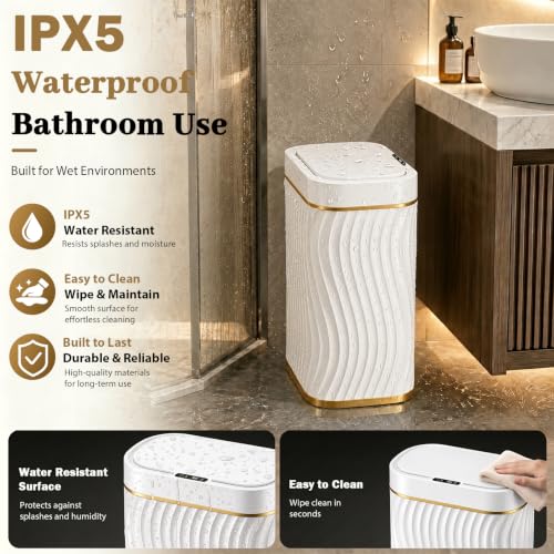 2.6 Gallon Automatic Bathroom Trash Can with Motion Sensor Lid