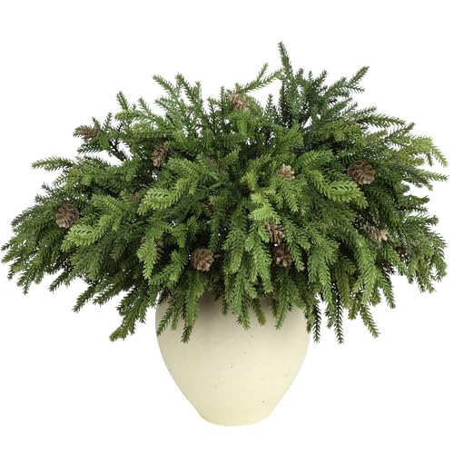 6 Pcs Realistic artificial Christmas Pine Branches with Cones - LZNPA