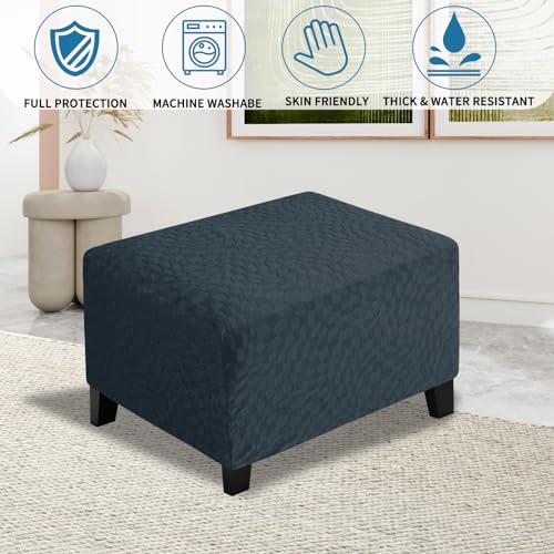 Rectangle Ottoman Cover - Super Stretch Soft Slipcover, Dark Grey