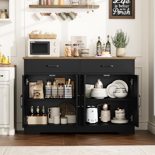 47-Inch Farmhouse Kitchen Sideboard Buffet Cabinet with Storage Drawers