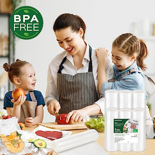 Vacuum Sealer Rolls 6 Pack, 11"x20' & 8"x20' BPA-Free Food Storage Bags