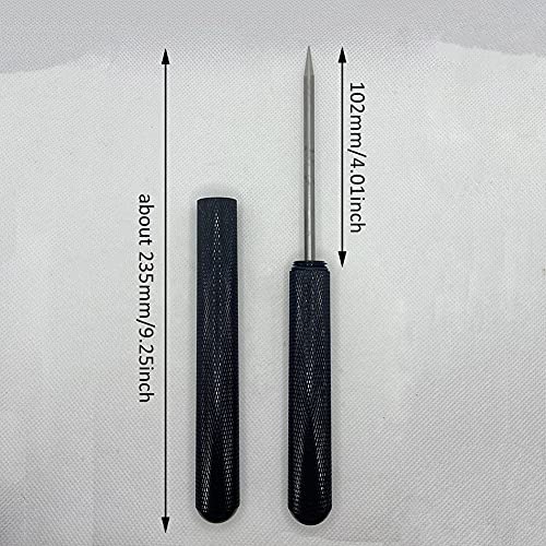 Black Aluminum Alloy Ice Pick for Frozen Food & Bar Use - Safety Cover Included