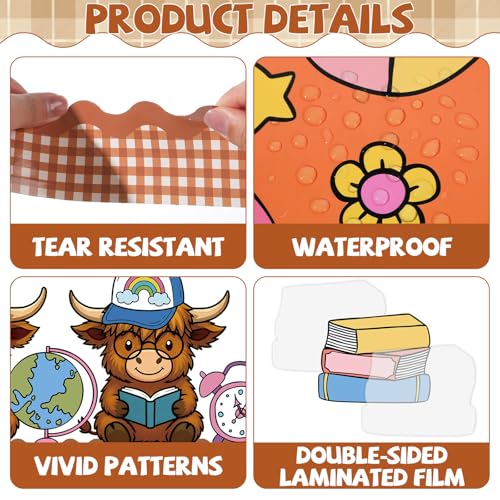 Highland Cow Bulletin Board Decor Set - Back to School Classroom Supplies