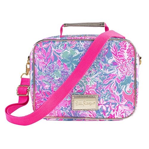 Lilly Pulitzer Insulated Lunch Box for Women, Cute Lunch Cooler Bag with Adjustable/Removable Shoulder Strap, Viva La Lilly