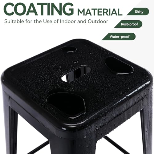 24-Inch Metal Bar Stools Set of 2, Stackable Indoor Outdoor Counter Stools