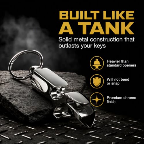 Pack of 1 Black Metal 4-in-1 Shotgun Bottle Opener Keychain Tool – Durable Can & Bottle Opener