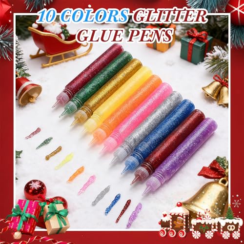 Shinymoon 200 Pcs Felt Christmas Stockings & Glitter Pens Set, Red, 8.27 x 5.91 inches