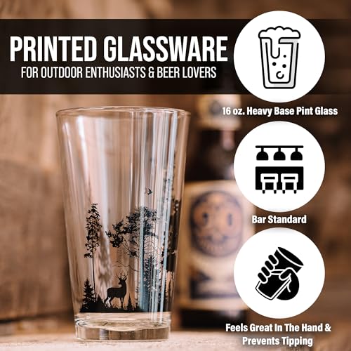 Bigfoot Pint Glass Set - 16oz Rustic Sasquatch Forest Beer Glasses (2 Pack)