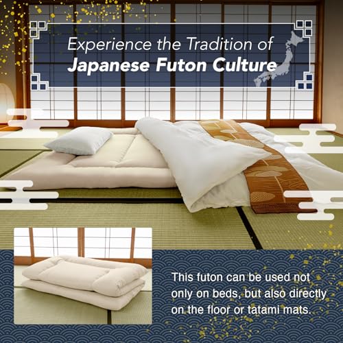 Japanese Futon Floor Mattress, Firm-Core Twin Size Shikibuton