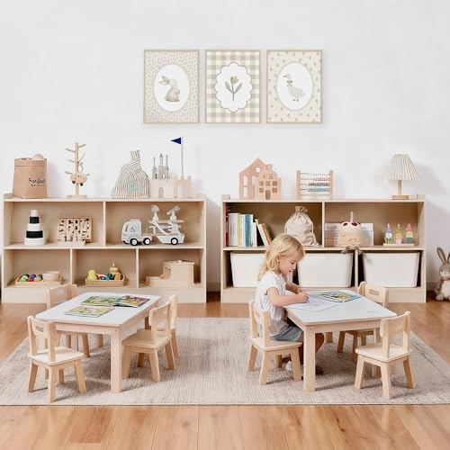 5-Section Kids Montessori Bookshelf and Toy Storage Organizer