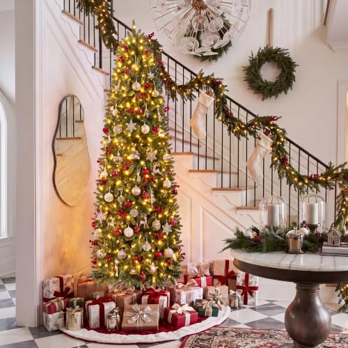 6 ft Prelit Pencil Christmas Tree with RGBW Lights, App Control – Green 6ft 3in