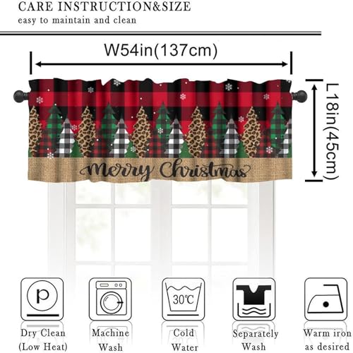 FengMingRui 2 Pack Christmas Tree Curtain Valances 18"W x 54"L Red Black Grid Holiday Decor