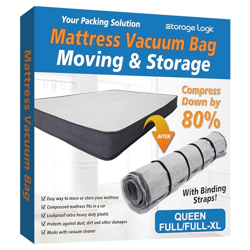 Vacuum Mattress Storage Bag with 4 Adjustable Straps for Queen Full