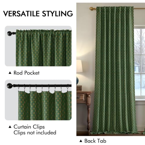 MIULEE Farmhouse Linen Curtains 52x90 Inches, Christmas Green – Pack of 2